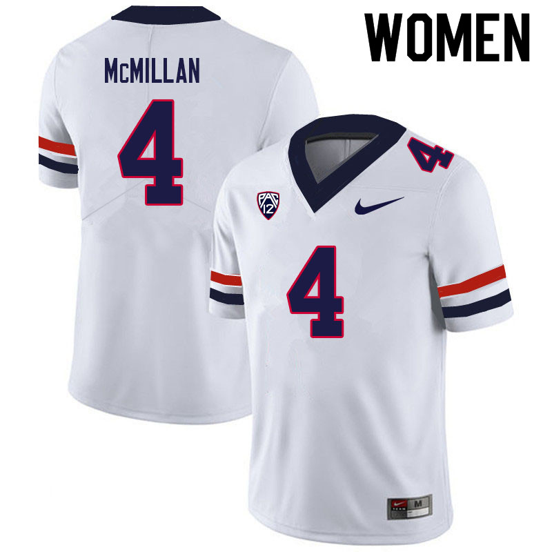 Women #4 Tetairoa McMillan Arizona Wildcats College Football Jerseys Sale-White - Click Image to Close